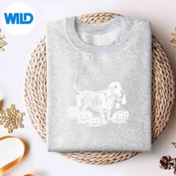 BassetHoundSkeletonHalloweenVintagesweater