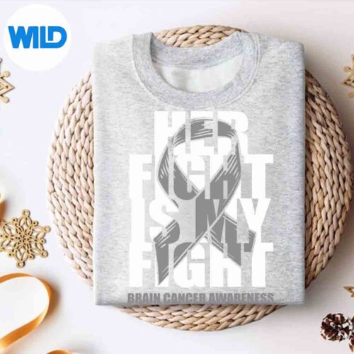 Alternative view of Brain Cancer Awareness Month May Gray Ribbon Her Fight Vector Design