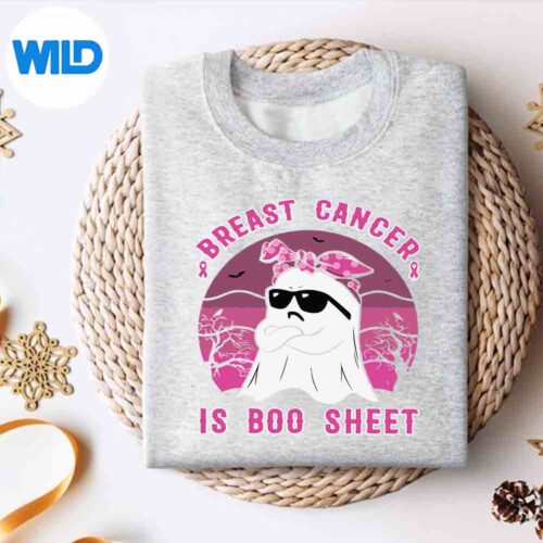 Alternative view of Breast Cancer Is Boo Sheet Halloween Breast Cancer Awareness Silly Cute SVG PNG