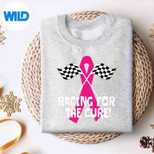 Alternative view of Car Races Racing For A Cure Pink Ribbon Breast Cancer Design for Cricut