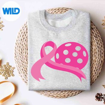 CutePinkHeartRibbonPickleballBreastCancerAwarenesssweater