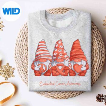 EndometrialCancerAwarenessMonthPeachRibbonGnomiessweater