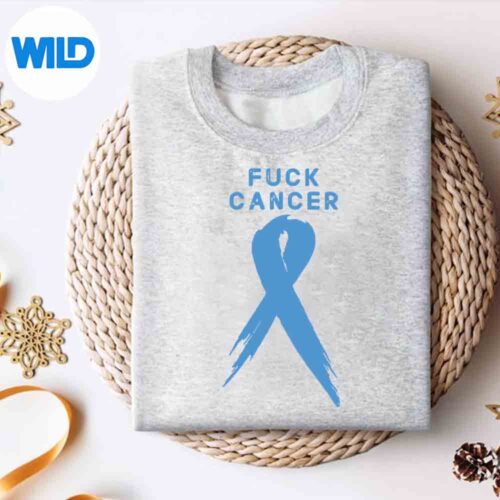 Alternative view of Fuck Cancer Blue Ribbon Cancer Awareness SVG PNG Digital Download