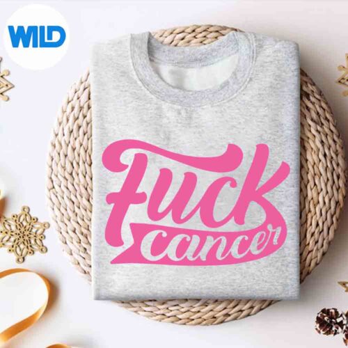 Alternative view of Fuck Cancer Cute Pink Font Cancer Awareness Silly Modern Design for Cricut