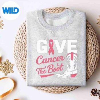GiveCancerTheBootCowgirlBreastCancerPinkRibbonWonderfulSillysweater