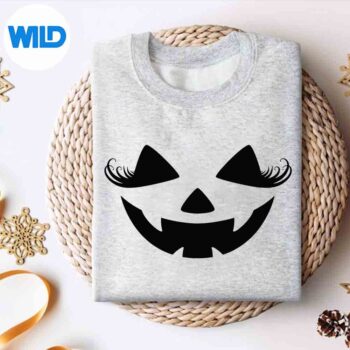 HalloweenJackOLanternPumpkinEyelashesFacesweater