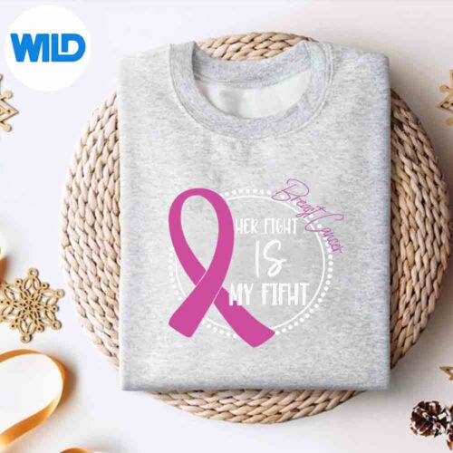 Alternative view of Her Fight Is My Fight Breast Cancer Awareness Support Squad Vector Design