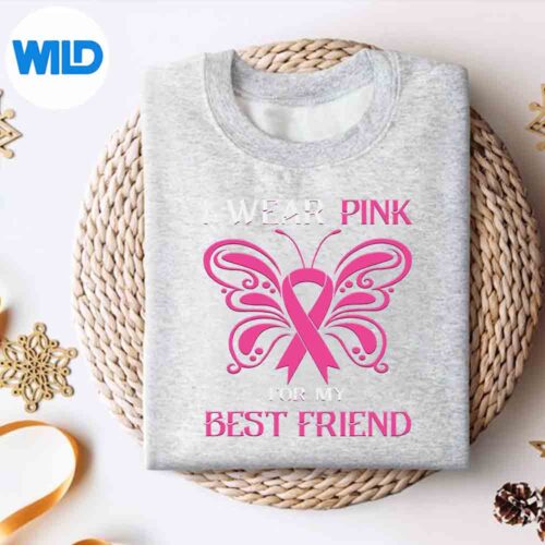 Alternative view of I Wear Pink For My Best Friend Breast Cancer Awareness SVG PNG Cut File