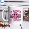InOctoberWeWearPinkGhostsForBreastCancerGirlsFunnyExcitedmug