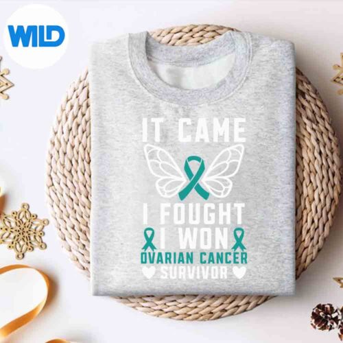 Alternative view of It Came I Fought I Won Ovarian Cancer Survivor Fight Cancer Silhouette SVG PNG Cut File