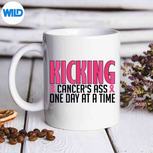 Kicking Cancers Ass At A Time Breast Cancer Awareness SVG PNG Cut File