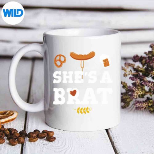 Oktoberfest Couples Shes A Brat Cute Funny Silhouette SVG PNG Cut File