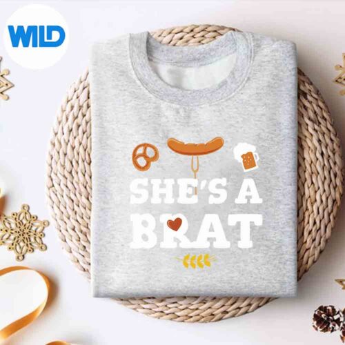 Alternative view of Oktoberfest Couples Shes A Brat Cute Funny Silhouette SVG PNG Cut File