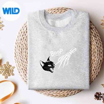 OnACatsNoseSkeletonHandBoopHalloweensweater