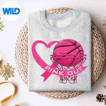 PinkOutBreastCancerPinkRibbonHeartBasketballBallsweater