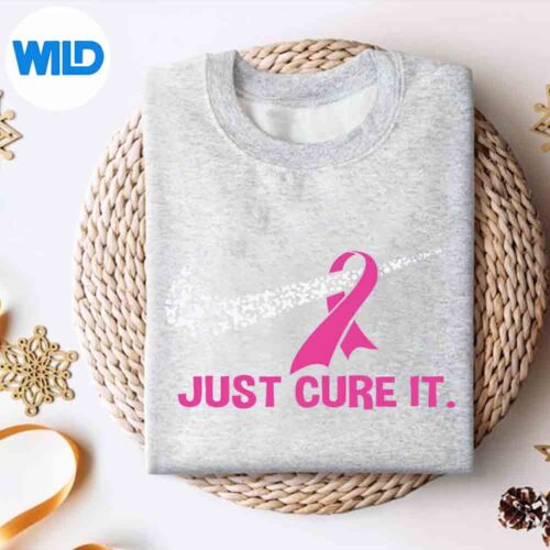 Alternative view of Pink Ribbon Just Cure It Support Breast Cancer Month Warrior Vector Design