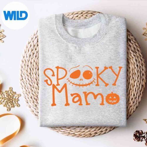 Alternative view of Spooky Mama Pumpkin Halloween Spooky Mom Mother Silhouette SVG PNG Cut File