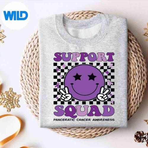 Alternative view of Support Squad Purple Ribbon Pancreatic Cancer Awareness Silhouette SVG PNG Cut File