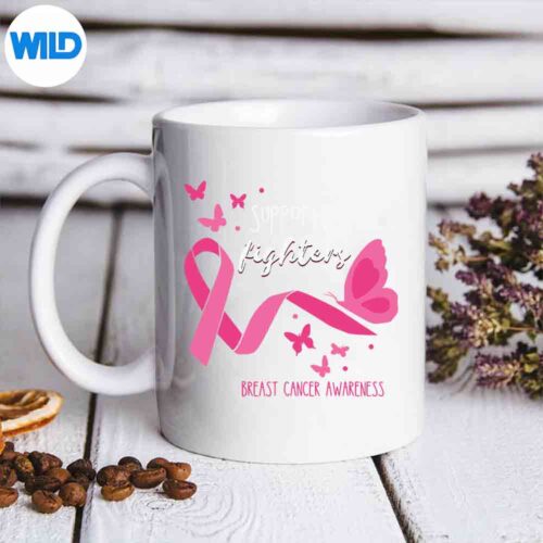 Supporting The Fighters Pink Ribbon Breast Cancer Awareness Digital Download