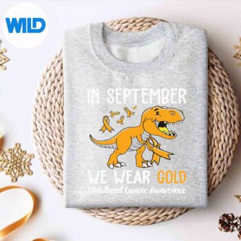 WeWearGoldChildhoodCancerAwarenessRibbonDinosaursweater
