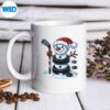 CartoonIceHockeyPuckSnowmanWithSantaHatChristmasmug