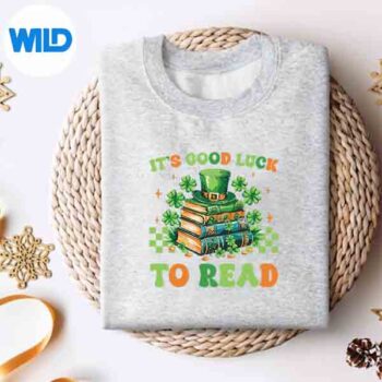 GoodsLuckReadLibrarianBookPatrickDaysShamrockCloversweater
