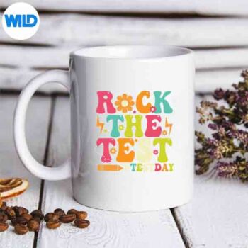 VintageRockTheTestTestDayForTeachersmug