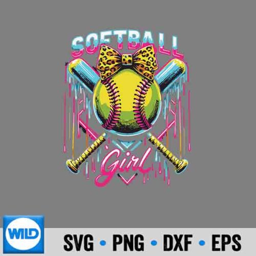 Softball Drip Girl SVG, Softball Player Girl Ice Cream Softball Drip SVG
