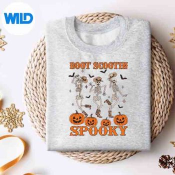 RetroHalloweenCowgirlGhostWesternBootScootinSpookysweater