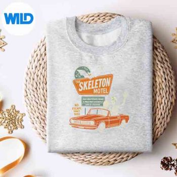 SkeletonMotelRoadDrivingHalloweenTripSpookySeasonFunnysweater