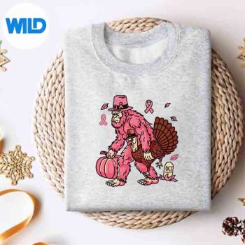 BigfootPinkAndThankgivingBreastCancerAwarenesssweater