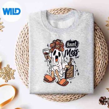 GhostHalloweenHauntMessFunWineDrinkingCostumesweater