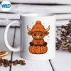 HighlandCowFallHeiferPumpkinGirlThanksgivingmug