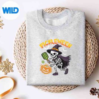 PickleweenHalloweenSkeletonPickleballPlayerssweater
