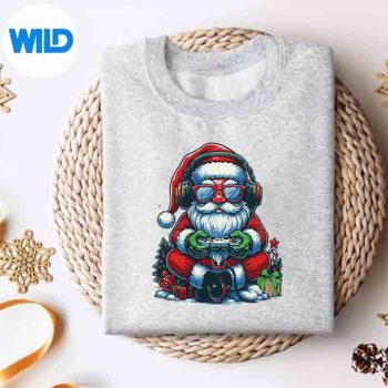 SantaPlayingVideoGameGamerMerryChristmasPajamassweater