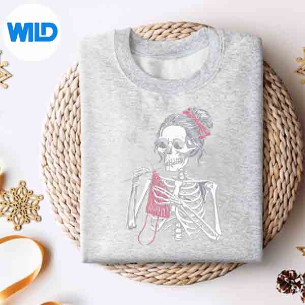 Skeleton Messy Bun Crochet Knitting Lovers Spooky Halloween SVG PNG Download 2 Skeleton Messy Bun Crochet Knitting Lovers Spooky Halloween SVG PNG Download - Image 2