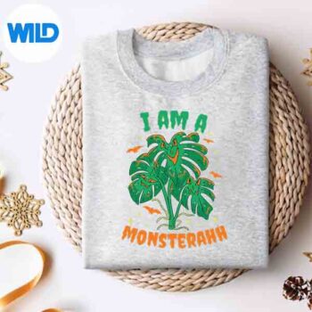 Halloween Monstera Plant Costume Vintage Vector Design 5 HalloweenMonsteraPlantCostumeVintagesweater