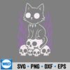 CatKittySkullsCreepyCuteKawaiiPastelGothPurpleFlame