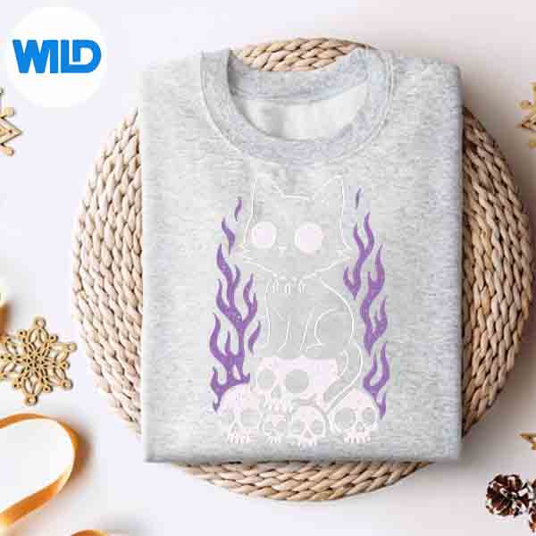 Cat Kitty Skulls Creepy Cute Kawaii Pastel Goth Purple Flame Silhouette SVG PNG 2 Cat Kitty Skulls Creepy Cute Kawaii Pastel Goth Purple Flame Silhouette SVG PNG - Image 2