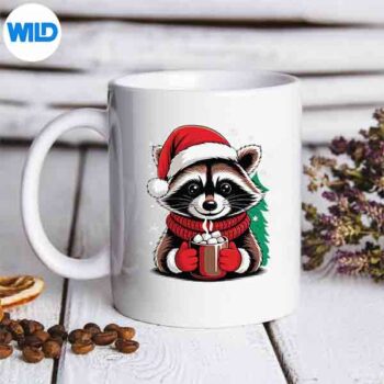 Cozy Raccoon With Hot Cocoa Christmas Silhouette SVG PNG Cut File 6 CozyRaccoonWithHotCocoaChristmasmug