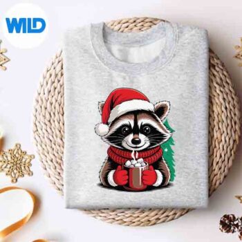 Cozy Raccoon With Hot Cocoa Christmas Silhouette SVG PNG Cut File 5 CozyRaccoonWithHotCocoaChristmassweater