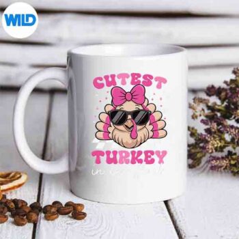 CutestTurkeyInTheFlockThanksgivingPinkGirlmug