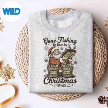 GoneFishingBeBackByChristmasSantaFishermenRetrosweater