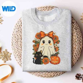 Kawaii Ghost Cat Pumpkin Halloween SVG PNG Digital Design 5 KawaiiGhostCatPumpkinHalloweensweater