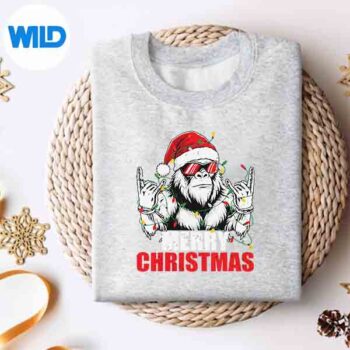 Merry Christmas Vintage Bigfoot Rock On Xmas Design for Cricut 5 MerryChristmasVintageBigfootRockOnXmassweater
