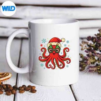 Octopus Santa Hat Christmas Ocean Animal Xmas Pajama Design for Cricut 6 OctopusSantaHatChristmasOceanAnimalXmasPajamamug