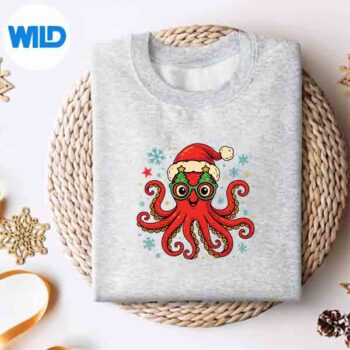 Octopus Santa Hat Christmas Ocean Animal Xmas Pajama Design for Cricut 5 OctopusSantaHatChristmasOceanAnimalXmasPajamasweater