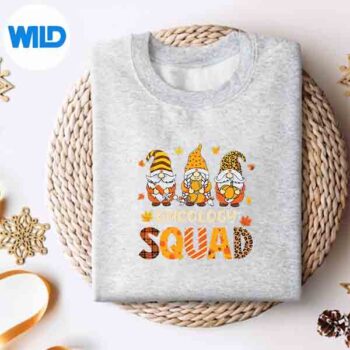 OncologySquadCuteGnomeNurseLeopardThanksgivingFallsweater