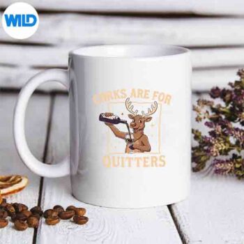 RetroChristmasReindeerDrinkWineCorksAreForQuittersmug