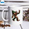 SantaBigfootChristmasTreeXmasLightsSasquatchmug